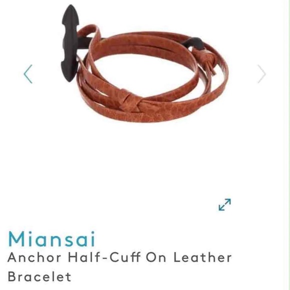 NEW MIANSAI ANCHOR MEN BRACELET GENUINE LEATHER METAL HOOK NECKLACE CUFF BROWN X - Picture 5 of 13